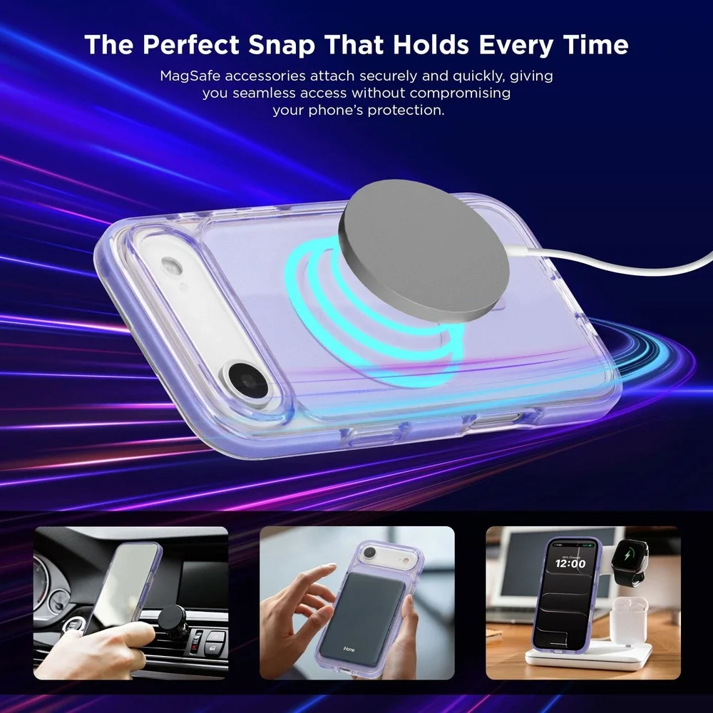 iHome VELO Case for iPhone 17 Air Purple MagSafe Clear Protective Cover NIB